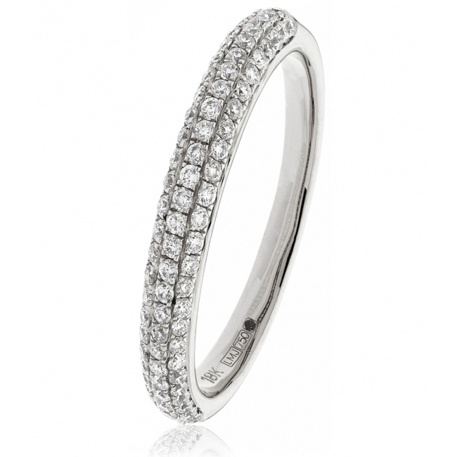 Diamond Pave Set Half Eternity Ring 0.40ct, 18k White Gold