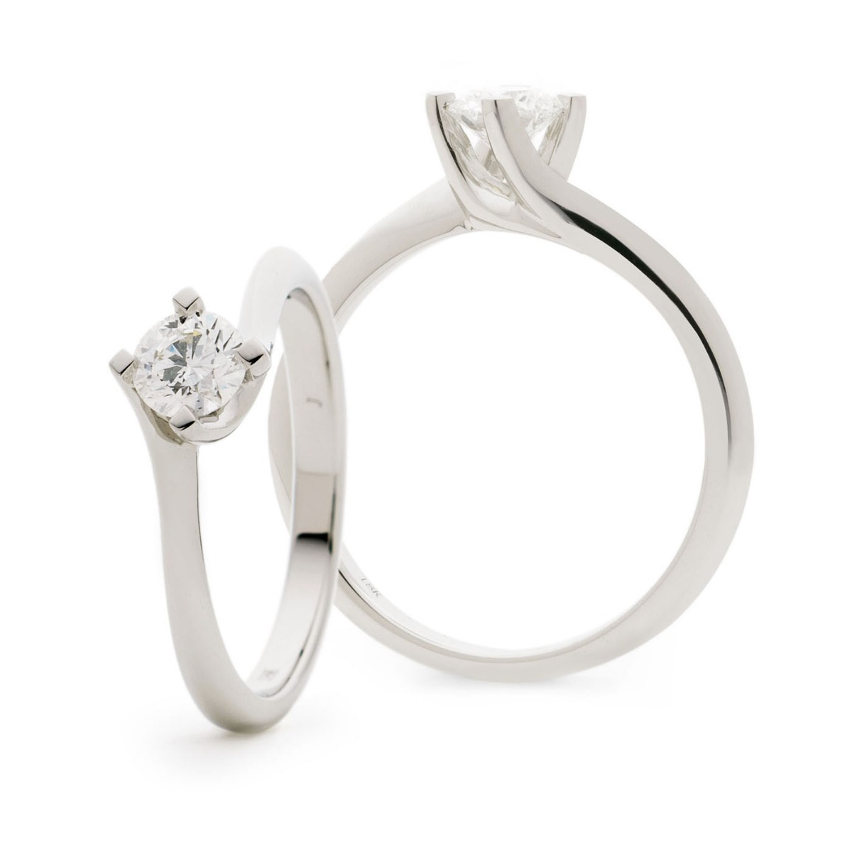 Diamond Solitaire Engagement Ring 0.40ct, 18k White Gold