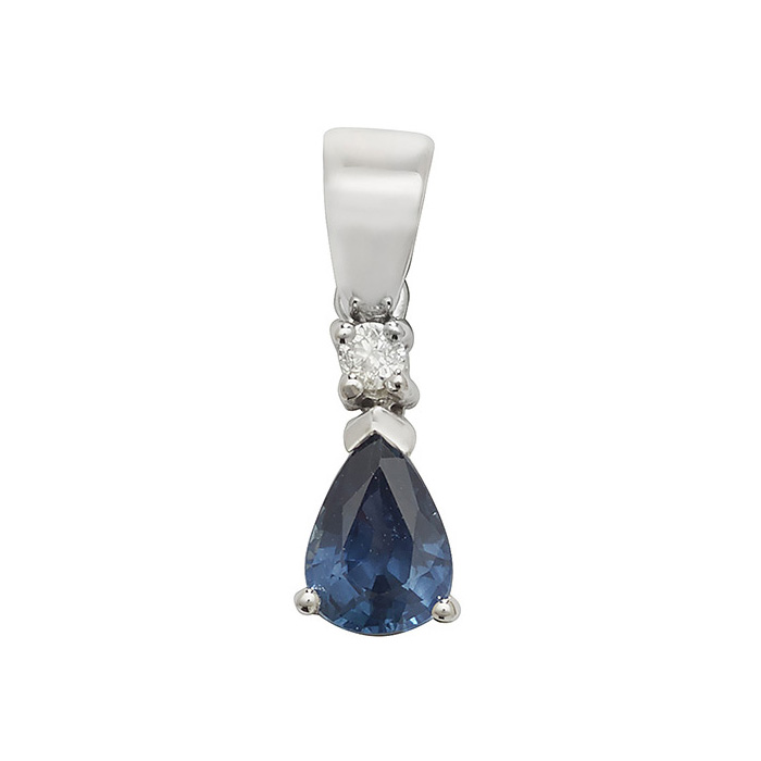 Sapphire Diamond Drop Pendant Necklace 9k White Gold Lloyds